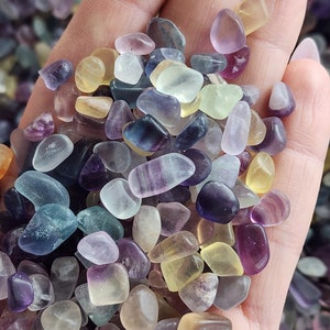 Tiny Tumbled Rainbow Fluorite Crystal Chips, Bulk Gemstones for Jewelry Making, Decor, and Crystal Grids