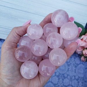 Rose Quartz Sphere, Choose Quantity, Small Pink Crystal Ball for Decor or Crystal Grids