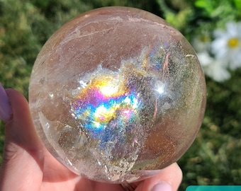 Clear Quartz Sphere, Choose Your Large Rainbow Crystal Ball from Brazil, Perfect for Decor or Crystal Grids