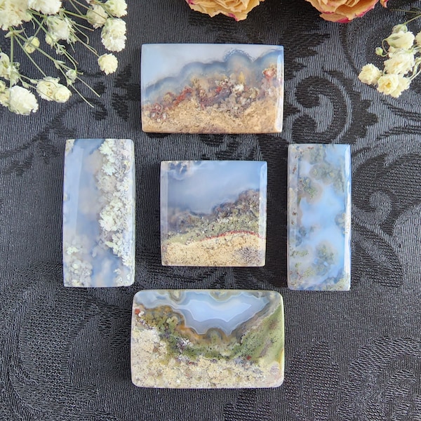 Scenic Moss Agate Cabochon, Choose Your Large Rectangle Gemstone Crystal for Jewelry Making, Wire Wrapping, or Crystal Grids