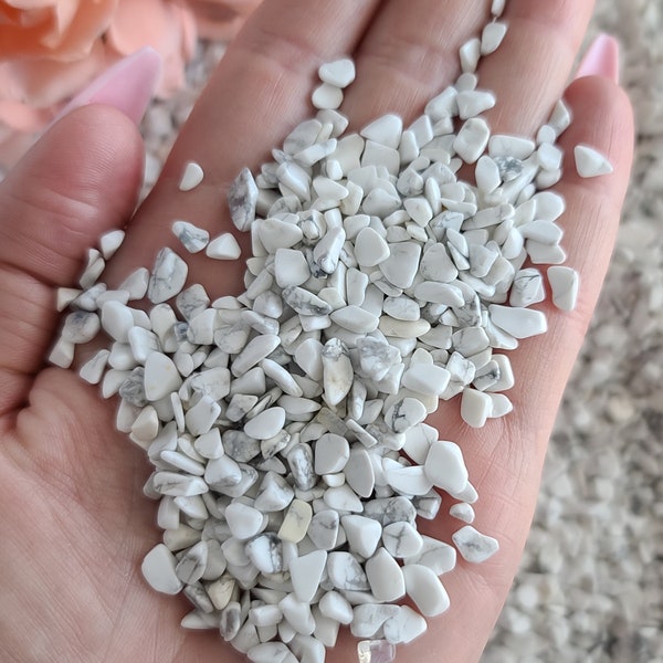 Tiny Tumbled Howlite Crystal Chips 3-8 mm, Bulk Lots of Undrilled Gemstones for Jewelry Making or Crystal Grids