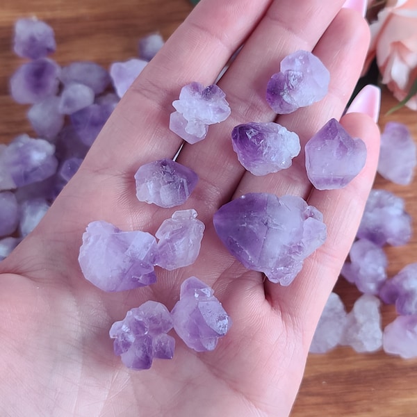 Small Amethyst Cluster Lot, 0.25" - 1.25" Raw Amethyst Points, Choose Quantity, Perfect for Wire Wrapping, Jewelry Making or Crystal Grids