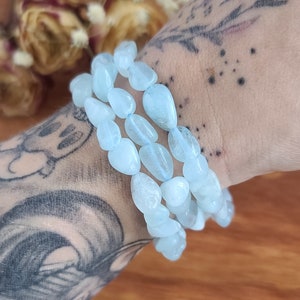 Aquamarine Crystal Nugget Bracelets on Stretchy String in Bulk Lots, Perfect for Gifts, Meditation, or Crafts