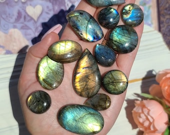 Jewelry Making Labradorite Labradorite 16.5X29.5X7 MM Unique Collection Labradorite Oval Cabochon Gemstone Black Rainbow Loose Gemstone