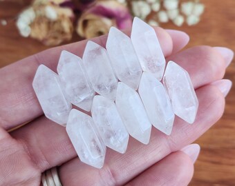 Tiny Quartz Double Terminated Crystal Wands: Jewelry Making, Crystal Grids