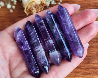 Amethyst Double Terminated Crystal Wand: Jewelry Making, Crystal Grids (2.2")