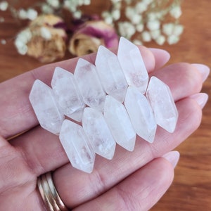 Tiny 0.75&quot; Quartz Double Terminated Crystal Wands, Bulk Lots of DT Crystals for Jewelry Making or Crystal Grids