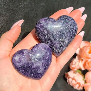 Lepidolite Hearts, Choose Size, One Purple Crystal Heart for Decor or Crystal Grids