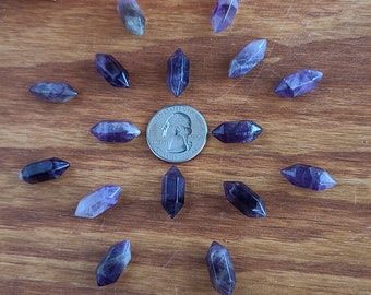 Tiny 0.75" Amethyst Double Terminated Crystal Wands, Choose Quantity, Perfect for Jewelry Making or Crystal Grids