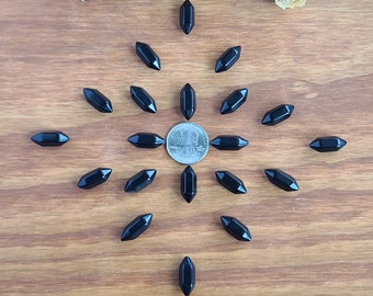 Tiny 0.75" Black Obsidian Double Terminated Crystal Wands, Bulk Lots of Mini Points for Jewelry Making or Crystal Grids