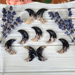 Palm Root Fossil Crescent Moon Cabochon, Choose Your Indonesian Agate Crystal Cab for Jewelry Making, Wire Wrapping, or Crystal Grids