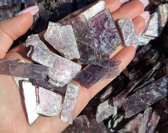 AAA Lepidolite Shards, Choose Quantity, Raw Crystal Book Sheets for Jewelry Making, Decor, or Crystal Grids