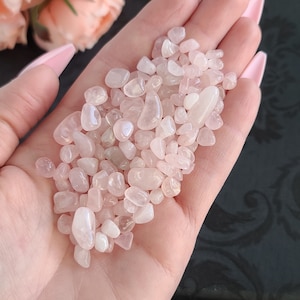 Pequeños cristales de cuarzo rosa pulido de 5 a 10 mm (tamaño de bolsa a elegir), minipiedras preciosas sin perforar para joyería o rejillas de cristal