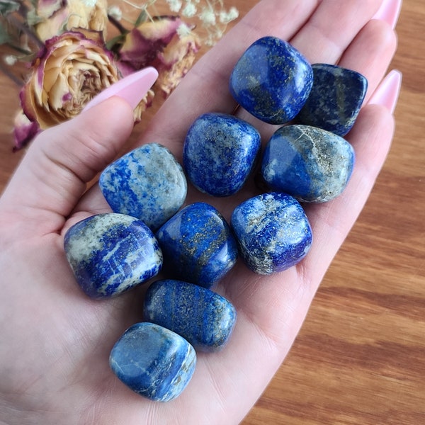 Lapis Lazuli Tumbles, Choose Quantity, Small Blue Tumbled Crystal Stones for Jewelry Making, Decor, or Crystal Grids