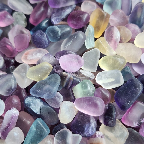 Tiny Tumbled Rainbow Fluorite Crystal Chips 5-15 mm, Bulk Lots of Undrilled Gemstones for Jewelry, Decor, or Crystal Grids