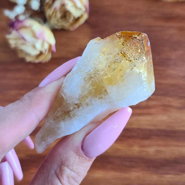 Rough Citrine Crystal Points Bulk Lots, (Heat Treated Amethyst) Large Raw Quartz Wands for Jewelry Making or Crystal Grids