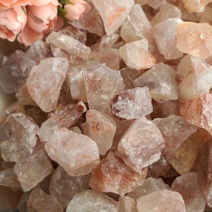 Rough Fire Quartz Chunks, Raw White and Red Crystal Stones for Decor or Crystal Grids