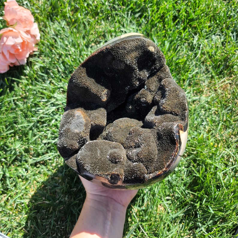 8 lb Septarian Geode Dragon's Egg, Huge Crystal Cluster from Madagascar, Perfect for Decor, Metaphysical Gifts, or Crystal Grids 5DE image 2