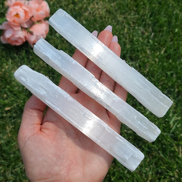 Raw Selenite Sticks, Choose Quantity, 6" Rough White Gypsum Crystal Wands for Decor, Meditation, Crafts, or Crystal Grids