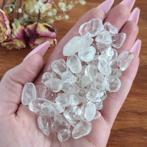 Small Clear Quartz Tumbled 10-25 mm Crystal Chips, Choose Bag Size, Undrilled Gemstones for Jewelry Making, Orgonites or Crystal Grids