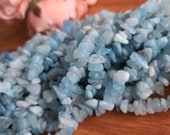 Natural Aquamarine Chip Bead Strand, Crystal Nugget Beads, about 5 - 8 mm long, with 1 mm Hole
