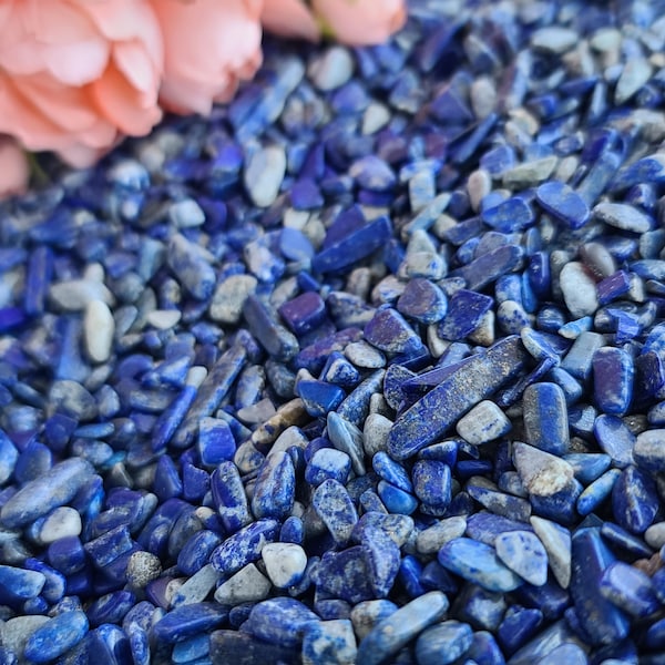 Tiny Tumbled Lapis Lazuli Crystal Chips 2-10 mm, Bulk Lots for Orgonites, Jewelry Making, or Crystal Grids