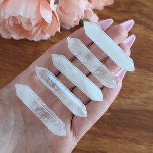 Small Quartz DT Crystal Wands 2.2&quot;, Bulk Lots of Double Terminated Points for Jewelry Making or Crystal Grids