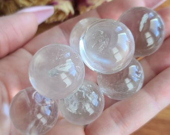 Small Clear Quartz Sphere, Choose Quantity, Mini Crystal Ball Perfect for Jewelry Making or Crystal Grids