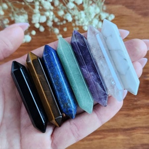2.2" Double Terminated Crystal Wands, Choose Gemstone and Quantity, Bulk DT Points for Jewelry Making or Crystal Grids