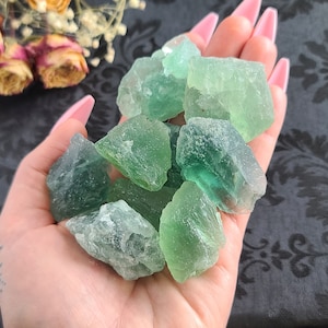 Raw Green Fluorite Crystal Chunks 1&quot;-2&quot;, Bulk Lots of Large Rough Gemstones for Decor or Crystal Grids