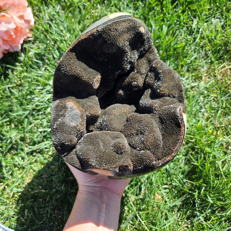 8 lb Septarian Geode Dragon's Egg, Huge Crystal Cluster from Madagascar, Perfect for Decor, Metaphysical Gifts, or Crystal Grids 5DE image 1