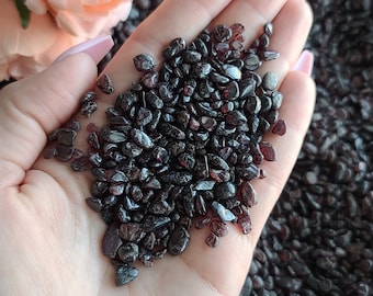 Tiny Tumbled Red Garnet Crystal Chips 4-8 mm, Bulk Lots of Red Gemstone Pebbles for Orgonites, Jewelry Making, or Crystal Grids