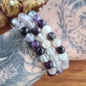 Fluorite Crystal Round Bead Bracelets on Stretchy String in Bulk Lots, Perfect for Gifts, Meditation, or Crafts