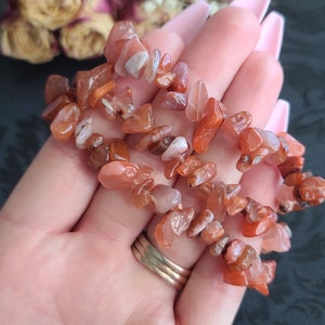 Carnelian Agate Crystal Chip Bracelets on Stretchy String in Bulk Lots, Perfect for Gifts, Meditation, or Crafts