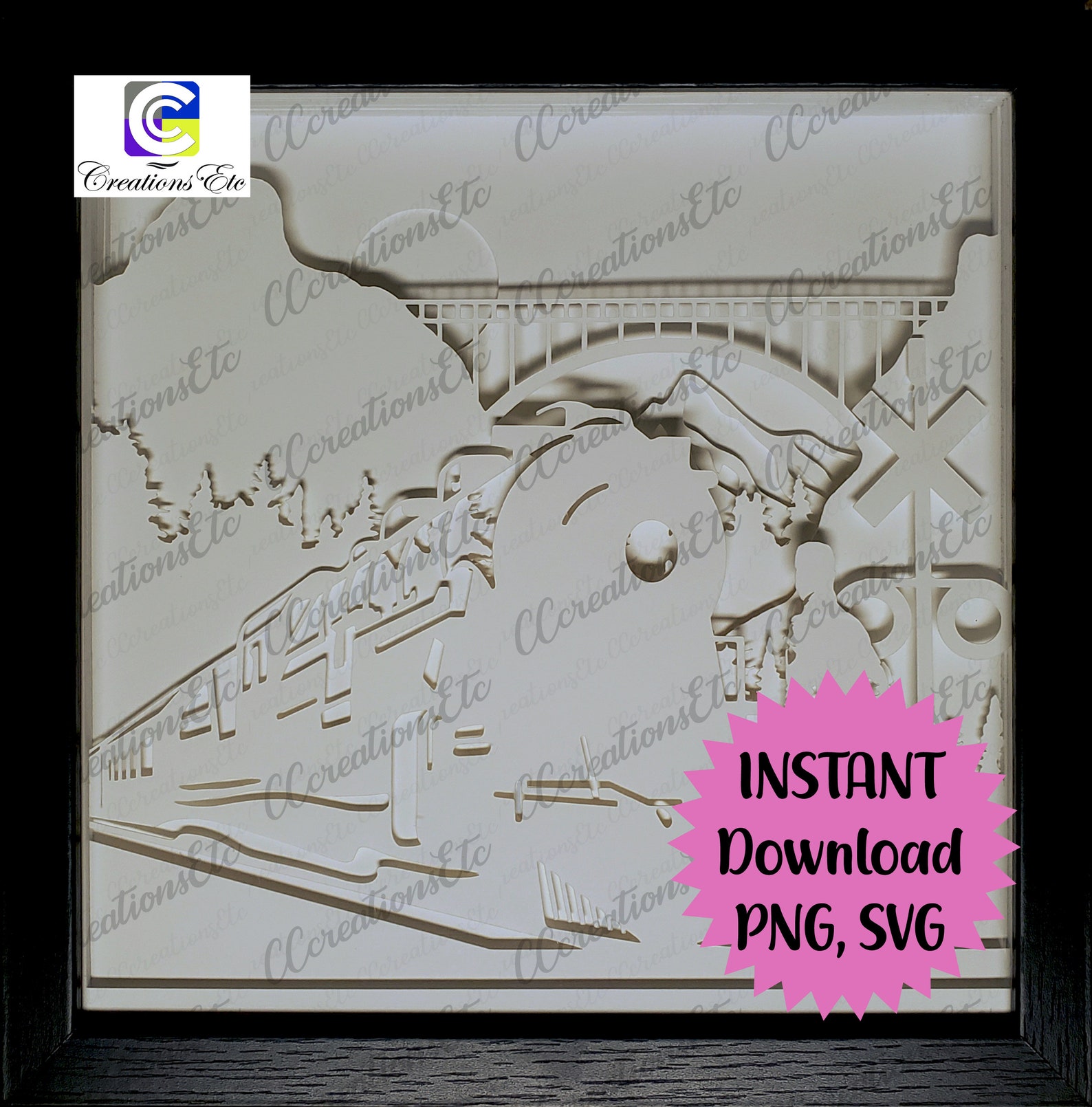Train 3D Light Silhouette Shadow Box Paper Cut File (personal Use Only ...
