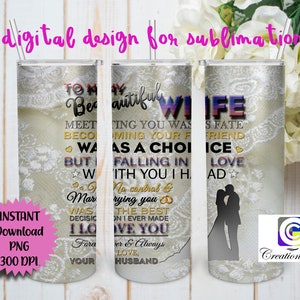 To My Wife 20 oz Skinny Tumbler Sublimation Design PNG Template Digital Download