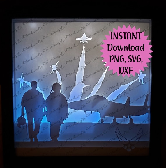 Download Air Force 3d Light Silhouette Shadow Box Paper Cut File Etsy