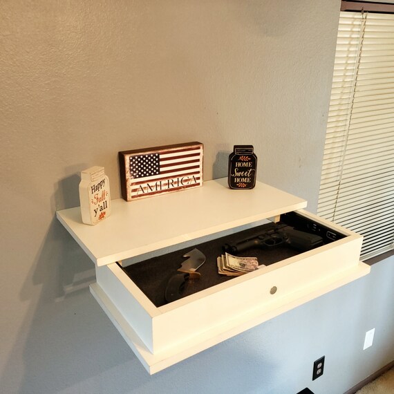 48" x 12" x 5" Floating Mantel hidden gun storage secret concealed