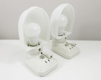 Refurbished Art Deco Wall Sconces for Bath - Pair - 1930's - Ivory - Rewired for Hard Wire Use