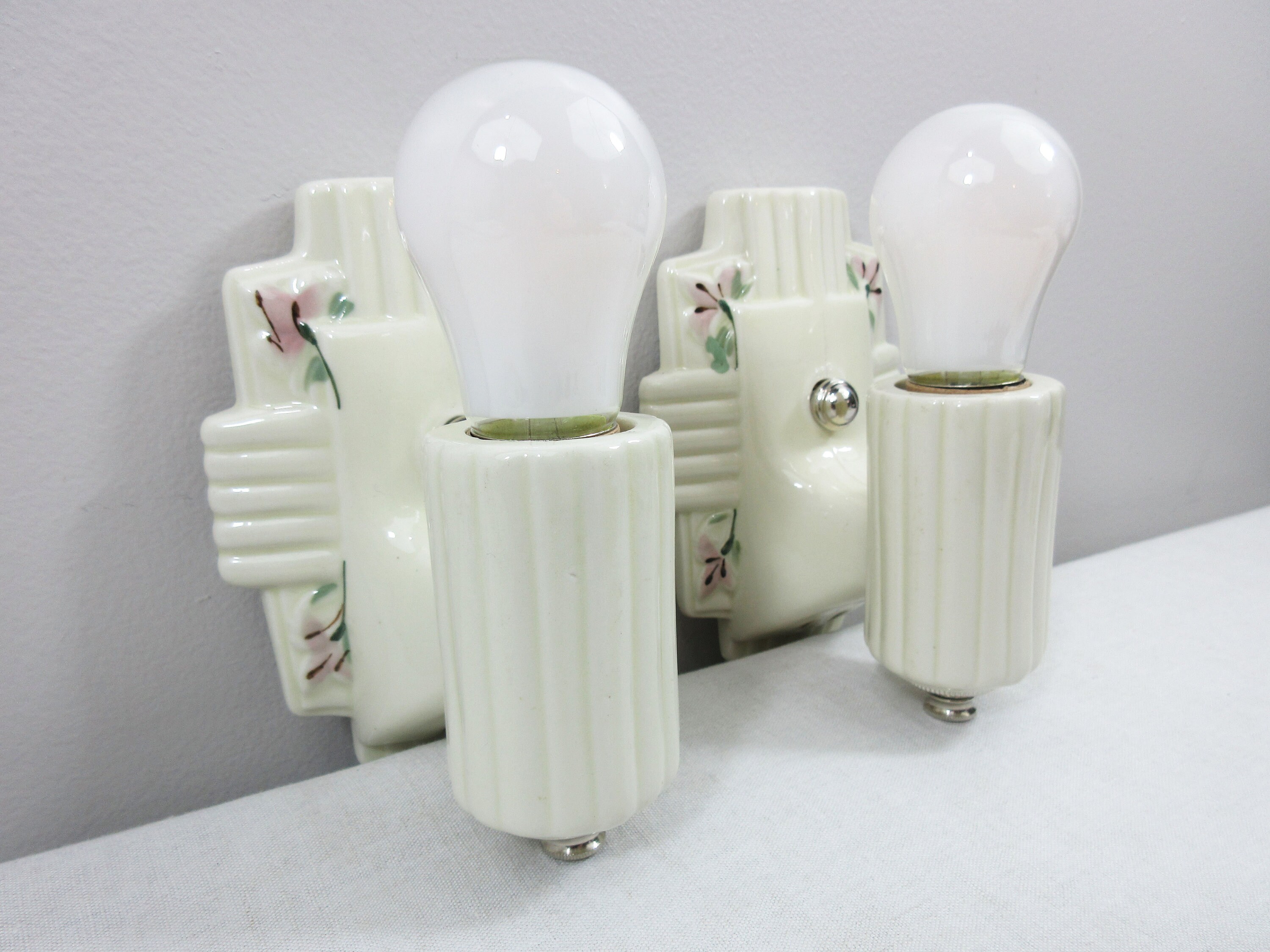 Aufgearbeitete Art Deco Wandleuchte für Bad Paar 1920er | Etsy