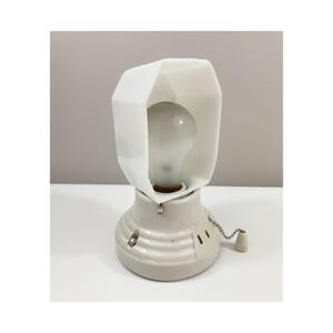 Refurbished Art Deco Porcelain Shaded Wall Sconce with Pull Chain - 1920&#39;s 1930&#39;s - SINGLE - Paulding