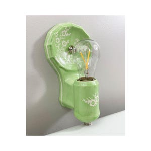 Refurbished Japanese Art Deco Wall Sconces for Bath - Single - Light Green - Chinoiserie - Ready to Hang