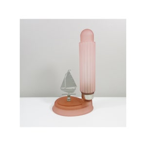 Refurbished Art Deco Era Bullet Lamp with Base & Ship Finial - Pink Satin Glass - Single Light - 11&quot; Tall