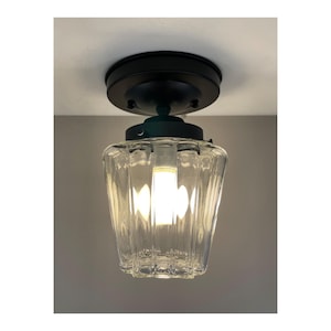 Mid Century  Style Porch Ceiling Light - Vintage Glass Shade - Ready to Hang