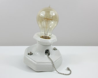 Refurbished Porcelier Bare Bulb Fixture - White - 1940's