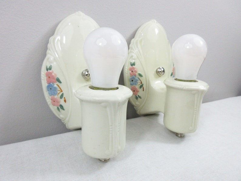 Refurbished Art Deco Wall Sconces for Bath Pair 1920's Etsy