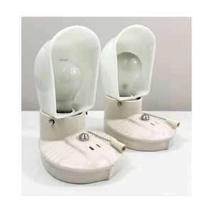 Refurbished Art Deco Shaded Porcelier Porcelain Wall Sconces - Ivory - Pull Chain On/Off - 1930&#39;s - New Sockets with Pull Chain