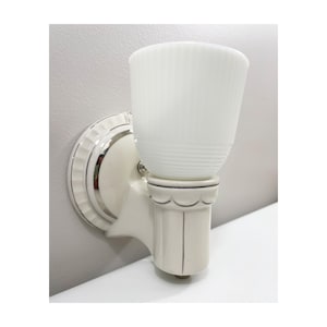 Refurbished Porcelier Wall Sconce - Single - Porcelain - Art Deco Design with Platinum Trim - Rewired for Hard Wire Use