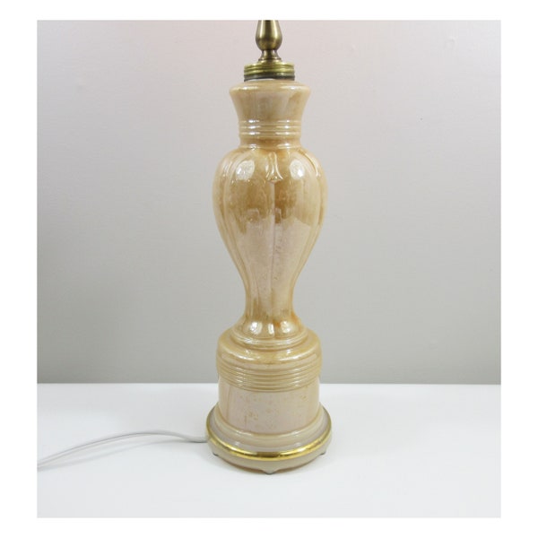 Refurbished 1949 Aladdin Golden Luster Glass Table Lamp - Aladdin Finial - Height 28" - Dimmable Turn Knob