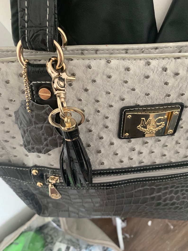 Marc Chantal embossed crocodile and ostrich tote